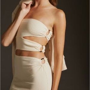 Anthropologie Bordeaux Strapless Cutout Dress